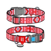 Нашийник для тварин WAUDOG Nylon з QR паспортом "Етно червоний" пластиковий фастекс XXL (284-0133)