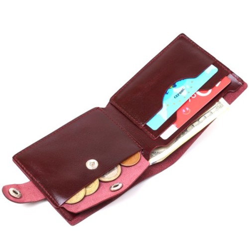 Портмоне Shvigel Шкіряне Бордове (16442)