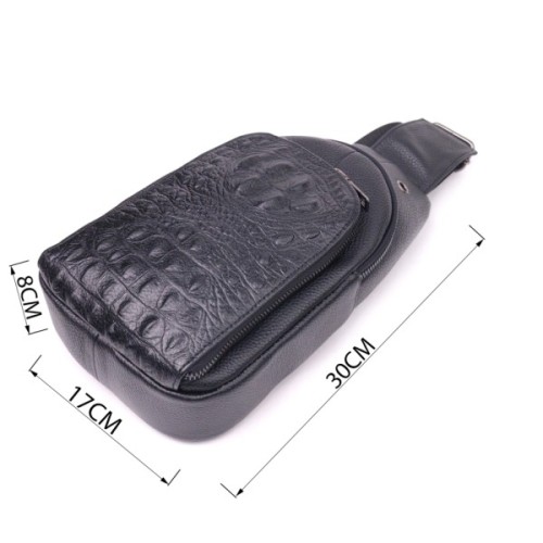 Сумка Vintage Слінг з натуральної фактурної шкіри Чорна (21400)