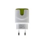 Зарядний пристрій Patron 2xUSB 2.0 2A/1A white/green (PN-2USB-220V-G)
