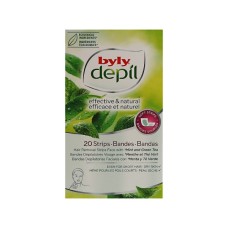 Воскові смужки Byly Для депіляції шкіри зони обличчя з М’ятою, Зеленим чаєм, Алое 20 шт (8411104040519)