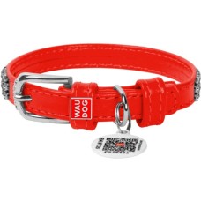 Нашийник для тварин WAUDOG Glamour з QR-паспортом "Стрази" XS Ш 12 мм червоний (33083)