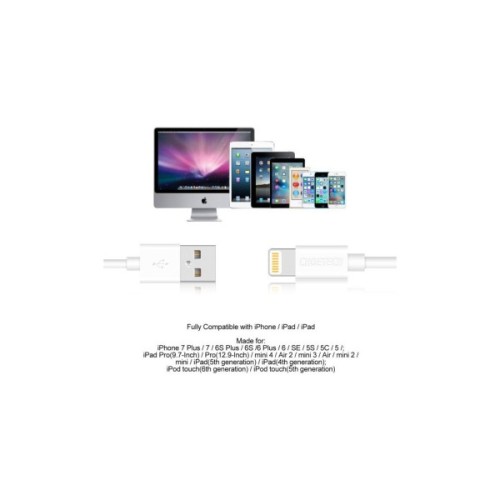 Дата кабель USB 2.0 AM to Lightning 1.8m 2.1A MFI White Choetech (IP0027-WH)