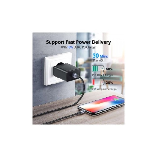 Дата кабель USB-C to Lightning 1.0m 3A 60W US304 black Ugreen (60759)