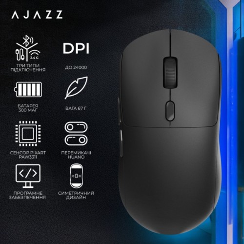 Мишка Ajazz NJ07-MC Combo Wireless/Bluetooth/USB Black (NJ07-MC-B)