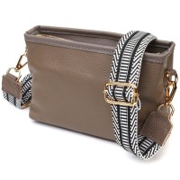 Сумка Vintage Компактна на плече з натуральної шкіри Сіра (22098)