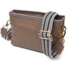 Сумка Vintage Компактна на плече з натуральної шкіри Сіра (22098)