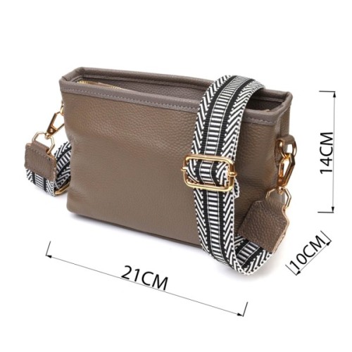 Сумка Vintage Компактна на плече з натуральної шкіри Сіра (22098)