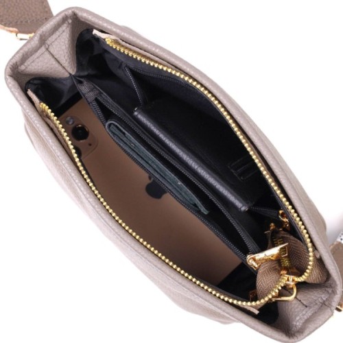 Сумка Vintage Компактна на плече з натуральної шкіри Сіра (22098)