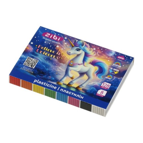 Пластилін ZiBi KIDS Line UNICORN 8 кольорів, 128 г (ZB.6280)