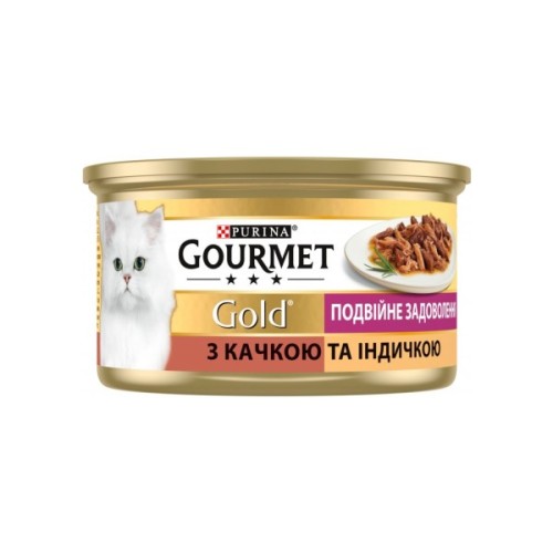 Вологий корм для кішок Purina Gourmet Gold. Подвійне задоволення з качкою та індичкою 85г (7613031381050)
