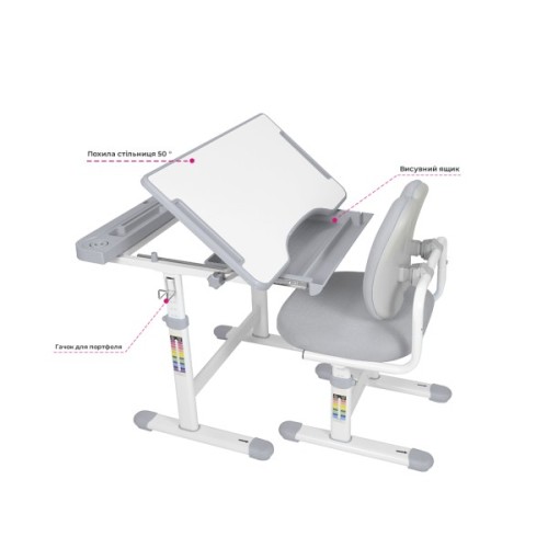 Парта зі стільцем FunDesk Vivo Grey (221892)