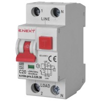 Диференціальний автоматичний вимикач E.NEXT 1-п.+N e.rcbo.pro. C 20А 30мА (p0720027)