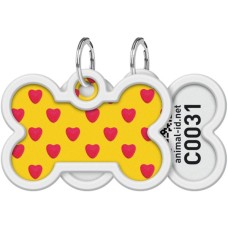 Адресник для тварин WAUDOG Smart ID з QR паспортом "Серця", кістка 40х28 мм (0640-0203)