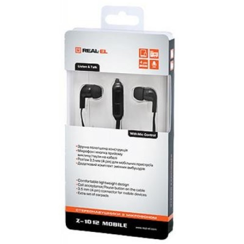 Навушники REAL-EL Z-1012 Black (EL124100010)