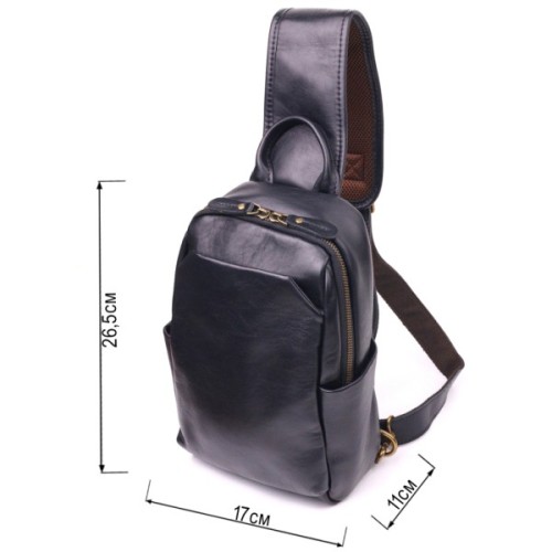 Сумка Vintage Чоловіча через плече з натуральної гладкої шкіри Чорна (21286)