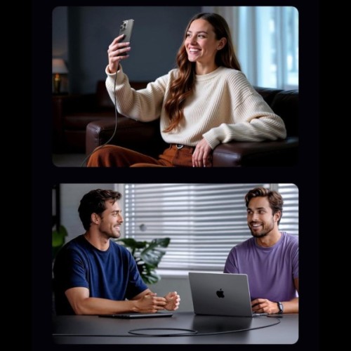 Дата кабель USB-C to USB-C 0.5m PD60W 3A braided L524 gray Ugreen (55764)