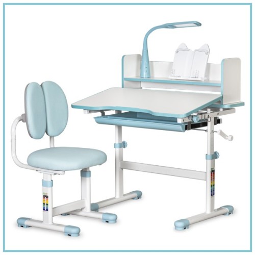 Парта зі стільцем ErgoKids Blue ( +полка+лампа) (BD-24 BL)