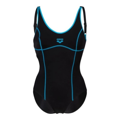 Купальник Arena Tania Clip Back Swimsuit One P 005974-580 чорний, блакитний 38 (3468336865279)