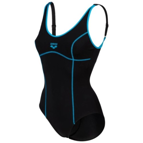Купальник Arena Tania Clip Back Swimsuit One P 005974-580 чорний, блакитний 38 (3468336865279)