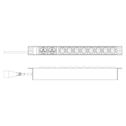 Силовий блок 19" 1U w/PDU 8xC13, 2xC19, 16A, 250V, вилка C20 Digitus (DN-95427)