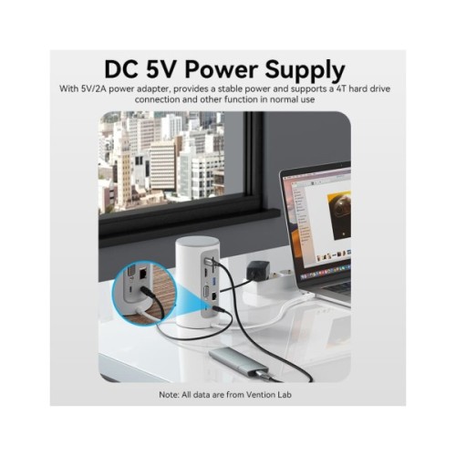 Концентратор Vention USB3.1 Type-C to HDMI/VGA/USB3.0x3/RJ45/SD/TF/TRRS 3.5m/PD/DC100W12-in-1 (TPHWC-EU)