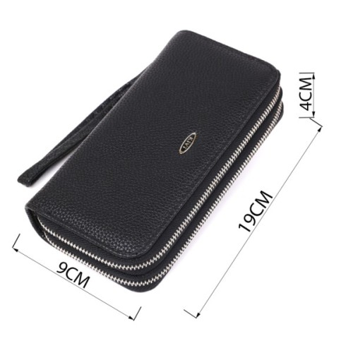 Гаманець Kivi З зернистої екошкіри Чорний (19045)