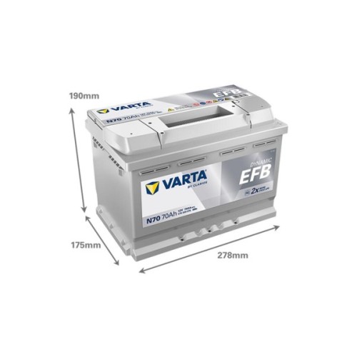 Акумулятор автомобільний Varta BlueDynamicEFB70AhЕв(-/+)(760EN) N70 (570500076)