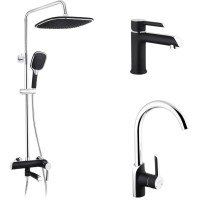Душовий гарнітур Kroner Essen-SCH063 + змішувач Essen-SCH030 + змішувач Essen-SCH010 (CVS30219)