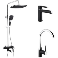Душовий гарнітур Kroner Essen-SCH063 + змішувач Essen-SCH030 + змішувач Essen-SCH010 (CVS30219)