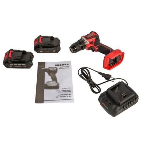 Шуруповерт Vitals Master, AU 1835abc BL Kit, 18V, АКБ 2x2Ah, 35Нм, 500·1500об/хв, кейс, 1.43кг (235979)