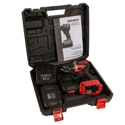 Шуруповерт Vitals Master, AU 1835abc BL Kit, 18V, АКБ 2x2Ah, 35Нм, 500·1500об/хв, кейс, 1.43кг (235979)