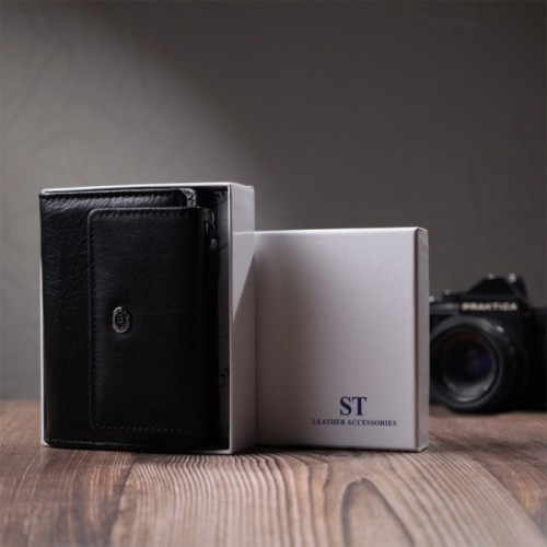 Гаманець ST Leather З натуральної шкіри Чорний (22740)