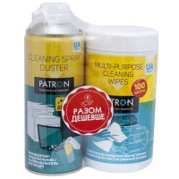 Стиснене повітря для чистки Patron spray duster 400ml F3-020 + wipes F3-028 (CS-PN-BUNDL-2)