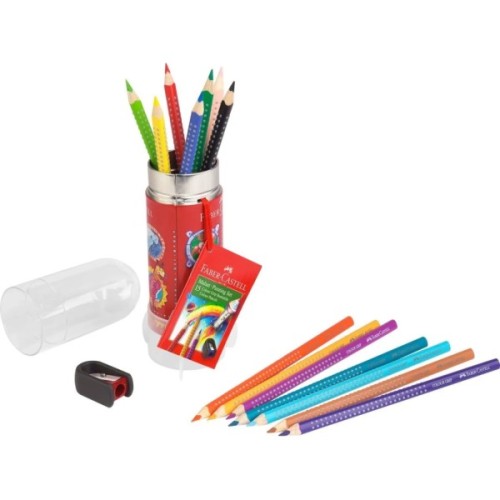 Олівці кольорові Faber-Castell Grip 15 кольорів в пластиковому тубі в формі"Ракети" (112457) (27635)