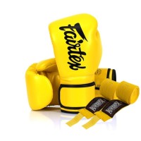 Боксерські рукавички Fairtex BGV14 Yellow 14 унцій (бинти в комплекті) (BGV14_14oz_Yellow)