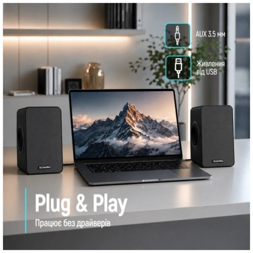 Акустична система ColorWay BaseSound 2.0 USB Black (CW-SPU03BK)