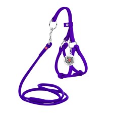 Шлея для собак WAUDOG Glamour з повідцем кругла Д 6 мм А 26-46 см В 30-50 см фіолетова (34019)