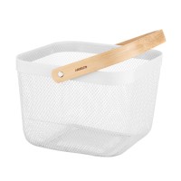 Фруктовниця Ardesto Midori з ручкою 25х24.5х18см, метал, дерево, білий (AR0901W)