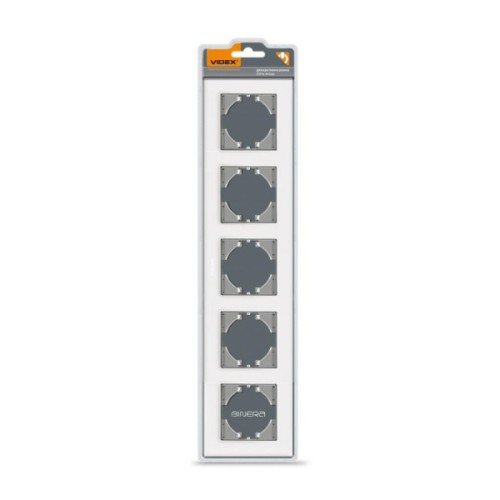 Рамка Videx BINERA біле скло 5 поста (VF-BNFRG5H-W)