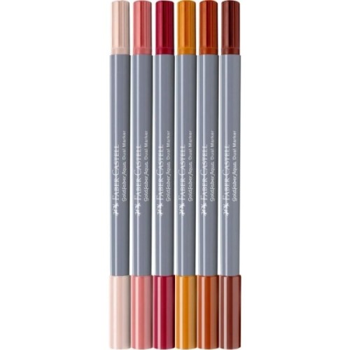 Художній маркер Faber-Castell акварельних двосторонніх Goldfaber Aqua Dual Marker BoHo, 6 кольорів (32307)