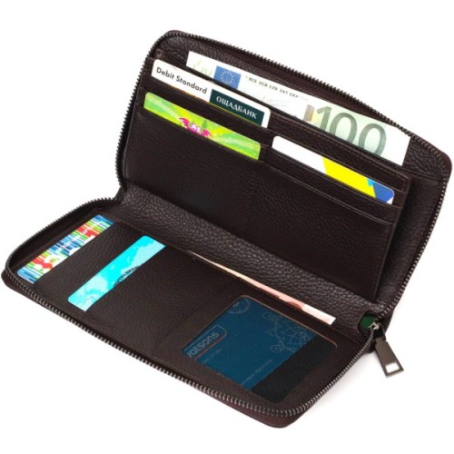 Гаманець Bond Accessories З одним відділенням з натуральної шкіри Коричнева (22032)