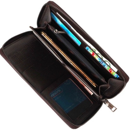 Гаманець Bond Accessories З одним відділенням з натуральної шкіри Коричнева (22032)