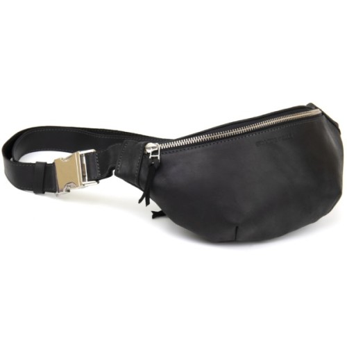 Сумка Grande Pelle Бананка унісекс вінтажна Чорна (11144)