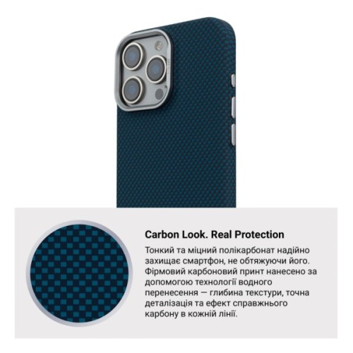 Чохол до мобільного телефона Armorstandart LikeCarbon2 MagCase Apple iPhone 16 Pro Kevlar Dark Blue (ARM88594)