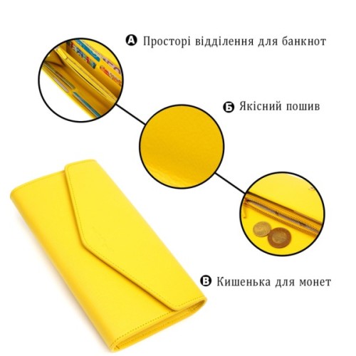 Портмоне Tony Bellucci З натуральної шкіри Жовте (21975)