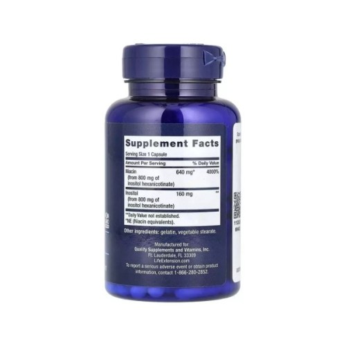 Вітамінно-мінеральний комплекс Life Extension Ніацин, Вітамін В3, 640 мг, No Flush Niacin, 100 капсул (LEX-37310)