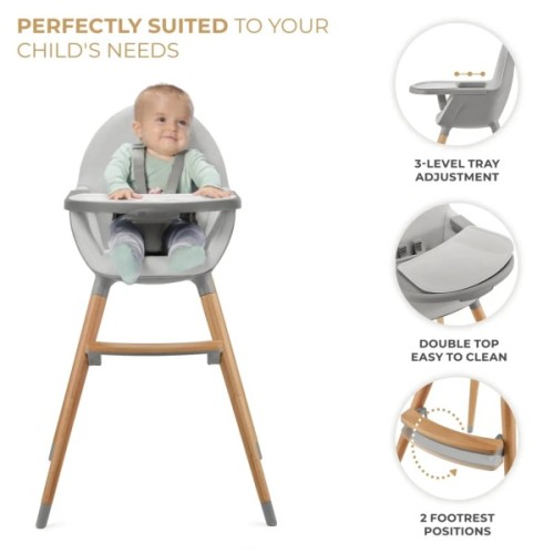 Стілець для годування Kinderkraft 2 в 1 Fini 2 Grey (5902533924509)