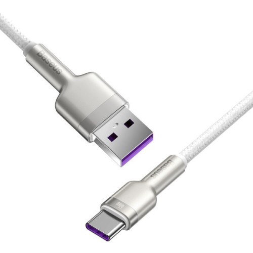 Дата кабель USB 3.1 AM to USB-C 2.0m 6.0A 66W Cafule Series Metal White Baseus (CAKF000202)