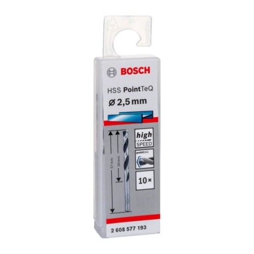 Свердло Bosch по металу HSS-PointTeQ, 2.5х30х57мм, 10шт (2.608.577.193)